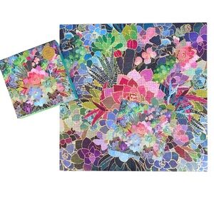 Galison | Gold Foil Succulent Mosaic 500 Piece Puzzle Cactus Floral Colorful